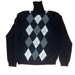 Charter Club Women's Preppy Merino Wool Argyle Turtleneck Sweater SZ XL